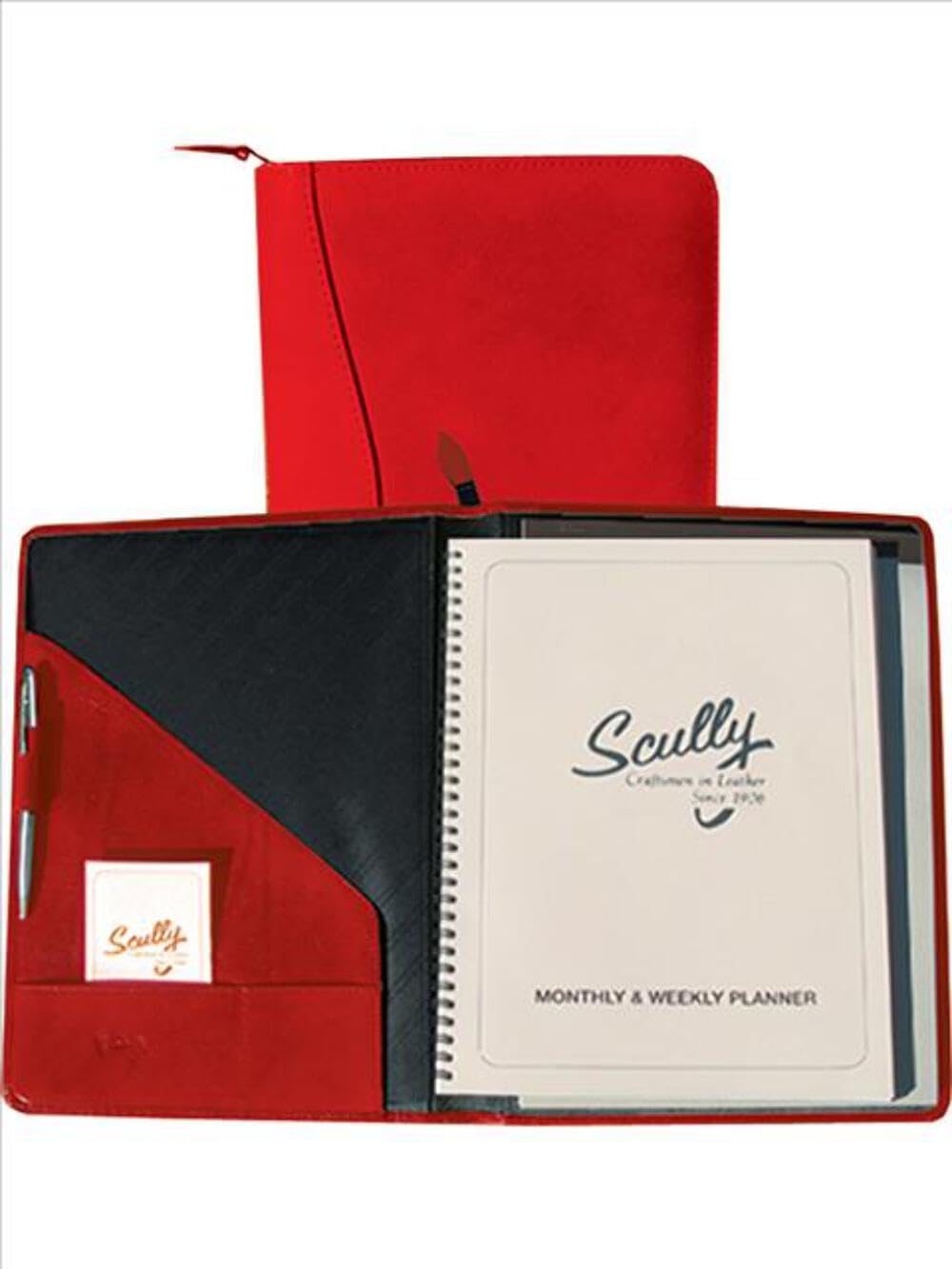 Scully Women's 5014Z Genuine Italian Leather Planner & Padfolio Organizer - Mahogany Brown for Business Meetings, Office & Professional Use