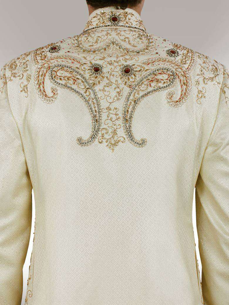 Eshan Premium Heavy Embroidered Beige Sherwani for Men | Traditional Indian Wedding Attire | Perfect for Weddings, Festivals & Special Occasions
