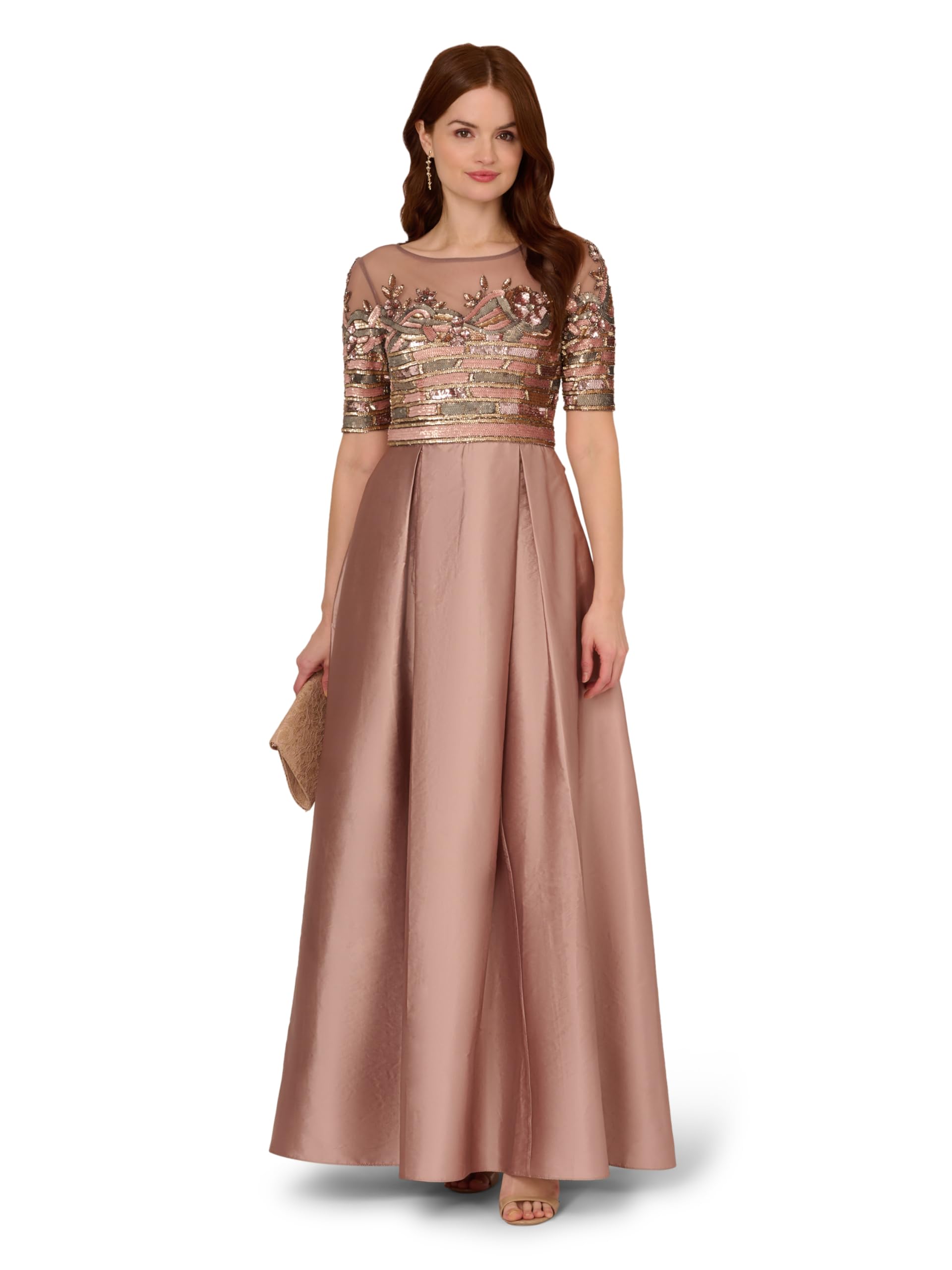 Adrianna Papell Women's Embellished Taffeta Cocktail Dress for Evening Parties & Special Occasions