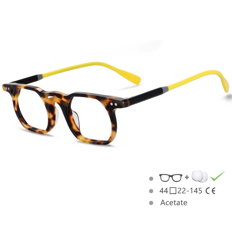 CCspace Unisex Full Rim Polygonal Round Acetate Double Bridge Frame Eyeglasses 54540 - Stylish Retro Glasses for Men & Women, Lightweight Comfortable Reading Glasses for Office, Driving & Daily Wear