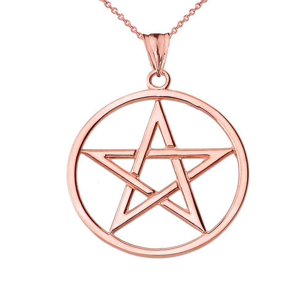 10k Rose Gold Pentagram Charm Pendant Necklace for Women - Elegant Gothic Jewelry Gift for Wiccan, Witchy Fashion & Spiritual Protection
