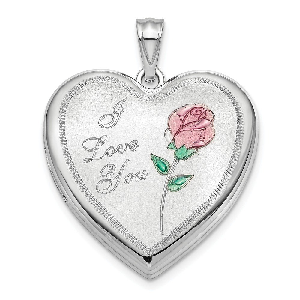 925 Sterling Silver Heart Locket Pendant with Enameled Rose Ash Holder - 32mm x 24mm - Perfect for Memorial Jewelry, Keepsakes & Gifts for Loved Ones