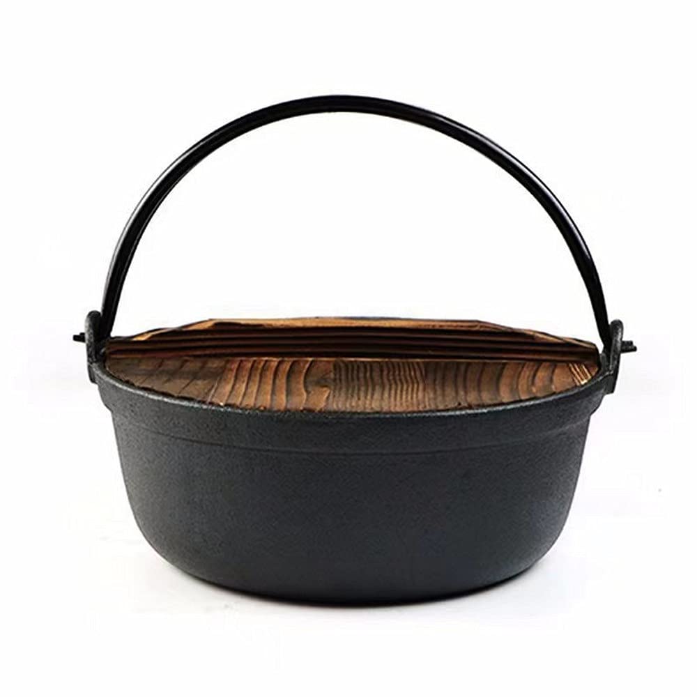 Premium Japanese Cast Iron Shabu Shabu Hot Pot with Lid - 9.5 Inch Sukiyaki Nabe Pot for Authentic Japanese Cooking | Perfect for Home Dining, Party Serving & Asian Cuisine Preparation