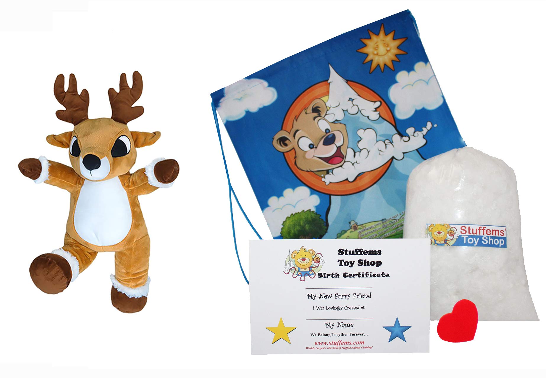 DIY 8 Inch Soft Plush Reindeer Stuffed Animal Kit - No Sewing Required, Perfect for Christmas Gifts, Kids Crafts & Holiday Decorations