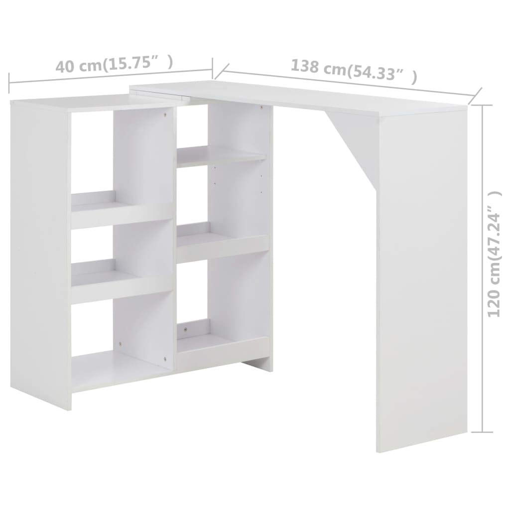 FAMIROSA L-Shaped Bar Table with Adjustable Storage Shelves - 54.33