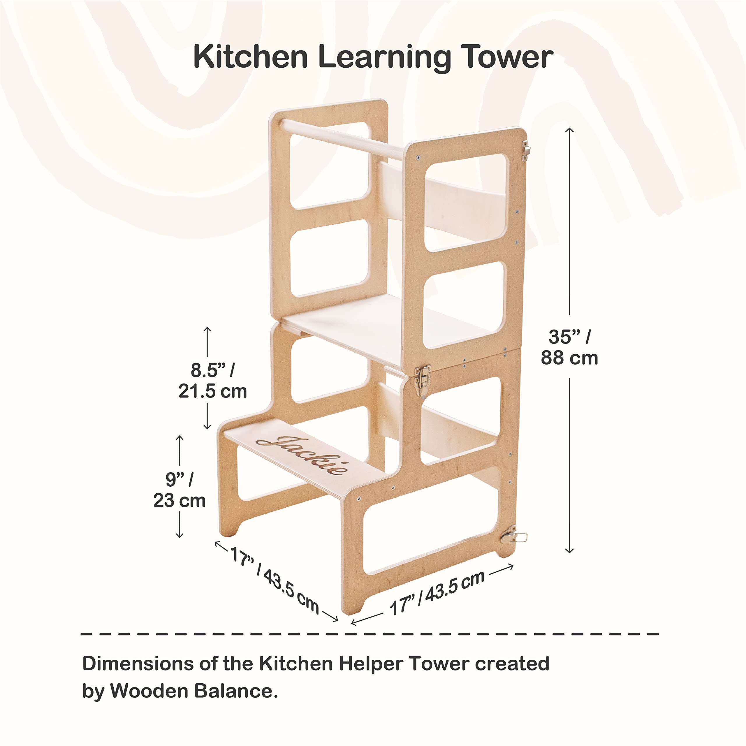 Montessori Kitchen Tower for Toddlers - Natural Wood Toddler Step Stool with Chair & Pillow - Safe Learning Tower for Kids - Perfect for Baking, Cooking & Kitchen Helper Activities