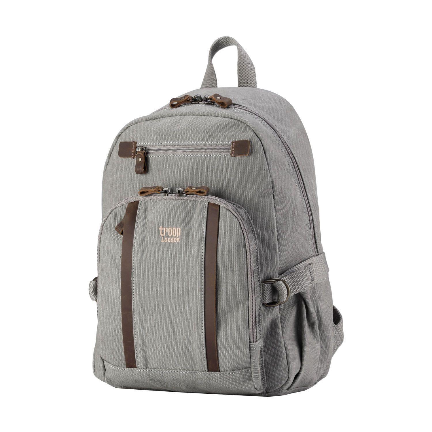 TRP0256 Troop London Classic Canvas Backpack - Medium Size Durable School & Travel Backpack for Men & Women - Perfect for College, Commuting & Outdoor Adventures