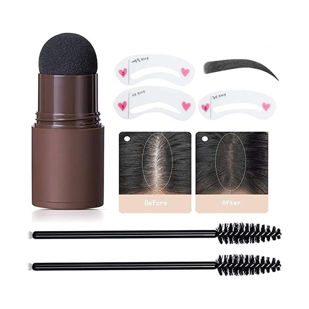 Glowhouse Hairline Powder - Black Color 24g | Hair Shading Sponge Pen for Quick Root Touch-Up | Waterproof Hair Root Concealer | Perfect for Covering Gray Hair & Thinning Areas | Daily Use & Special Occasions