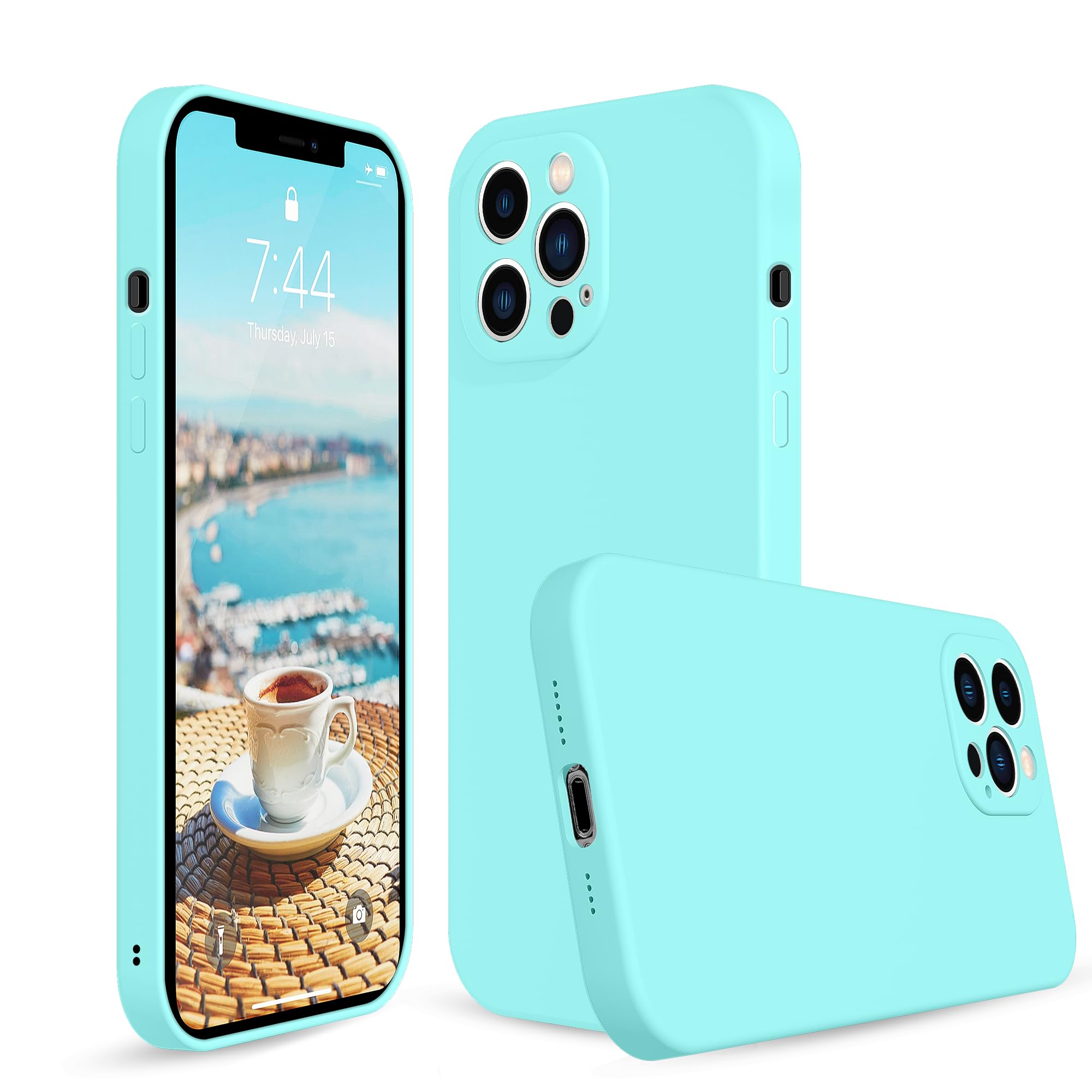 Premium Shockproof Silicone Case for iPhone 14 Pro Max (6.7 Inch) - Ice Blue Soft Protective Cover with Microfiber Lining | Full Body Protection for Work, Travel & Everyday Use