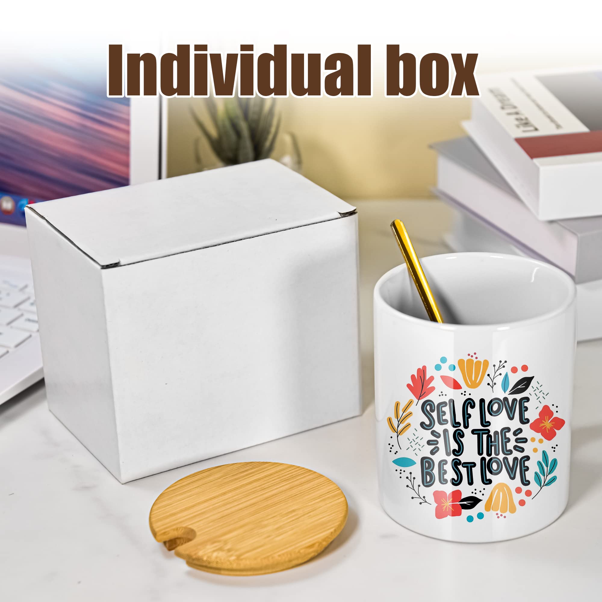 16-Pack Sublimation Blank White Ceramic Mugs (11oz) with Bamboo Lids & Stainless Steel Spoons - Bulk Coffee Cups for Sublimation Printing - Perfect for Coffee, Tea, Hot Chocolate, Soup & Milk - Ideal for Home, Office, Cafes & Gifts