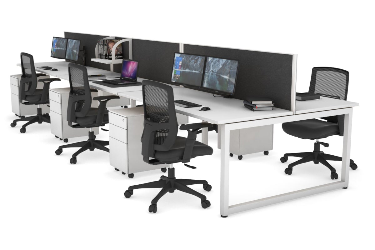 Quadro Loop Legs 6-Person Office Workstation Desk [1600L x 700W] - Perfect for Collaborative Workspaces & Open Office Environments
