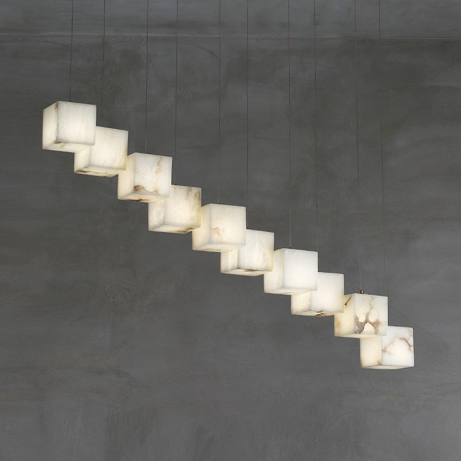 Modern Alabaster Box Pendant Light - Elegant Minimalist Ceiling Fixture for Dining Room, Kitchen Island & Bedroom Lighting