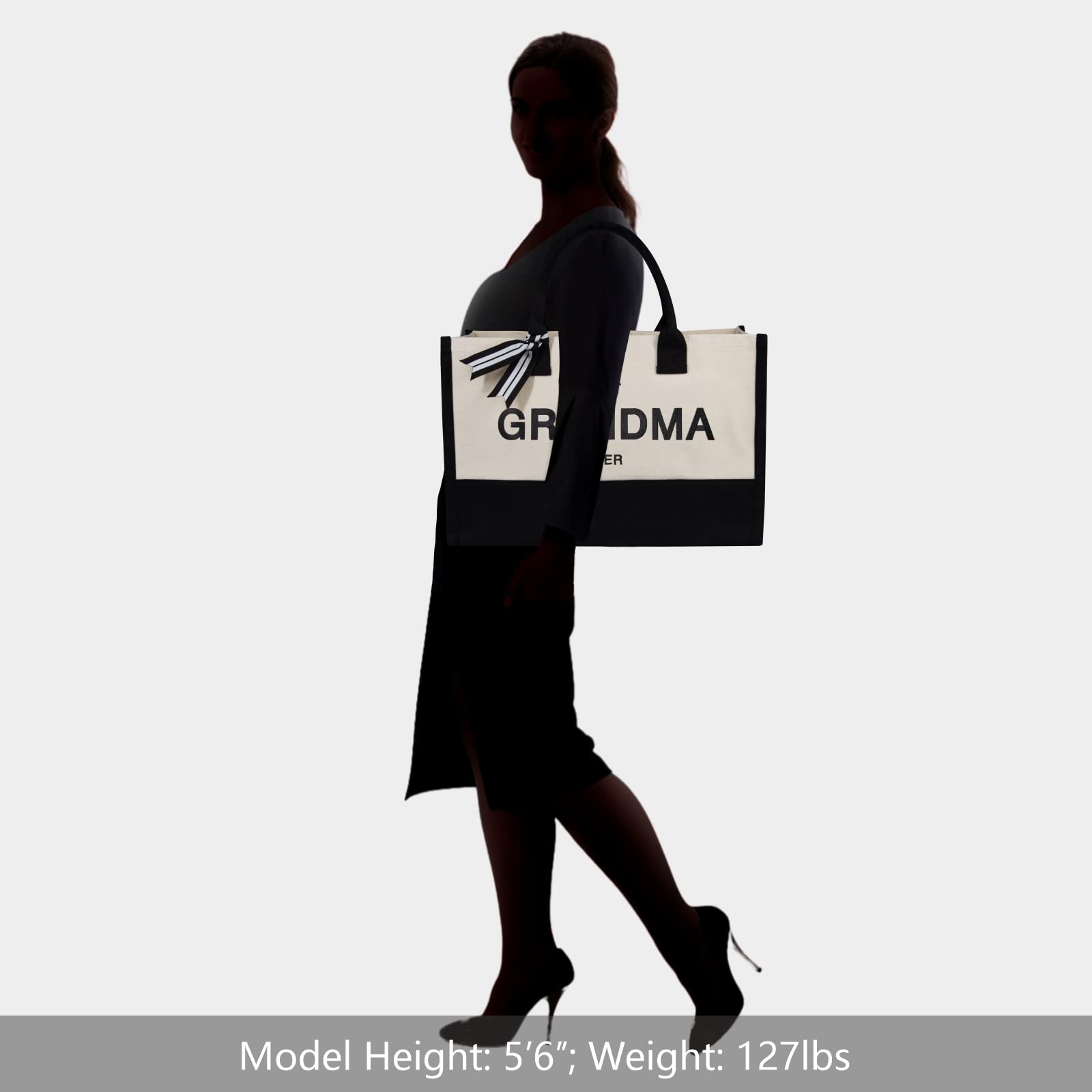 TOPDesign Personalized Embroidery Canvas Tote Bag for Women - Best Grandma Gift from Grandchildren, Granddaughter & Grandson | Birthday & Mother's Day Present | Perfect for Beach Trips, Shopping & Holiday Travel