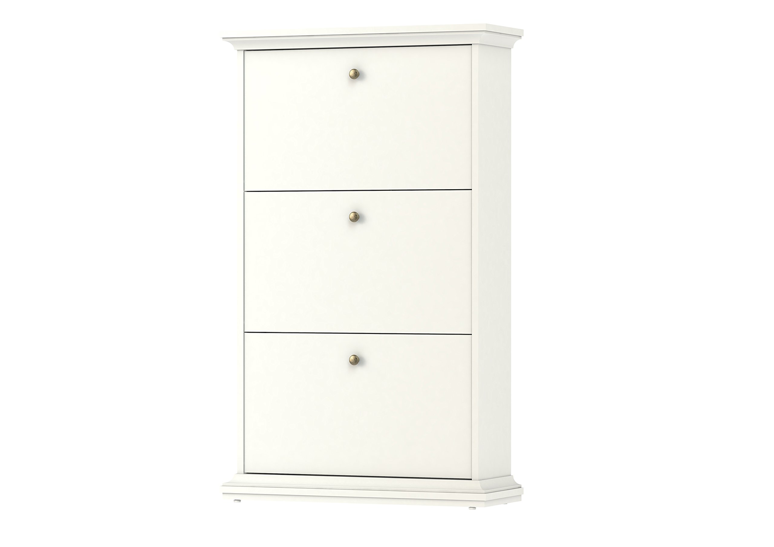 Tvilum Sonoma 3-Drawer Shoe Storage Cabinet in White - Space-Saving Entryway Organizer for Shoes, Hats & Accessories | Perfect for Small Apartments & Closet Organization
