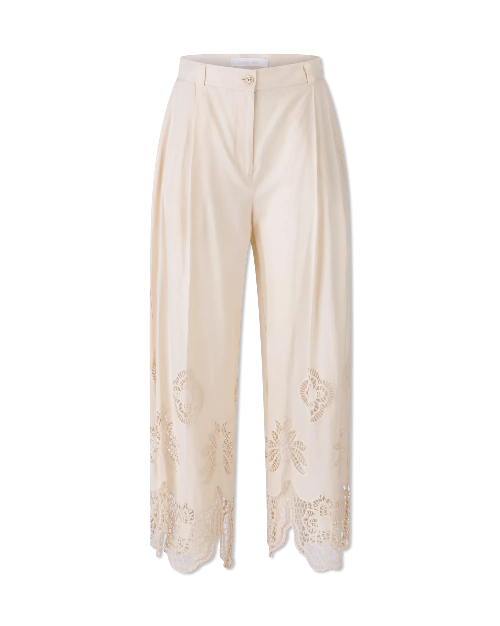 Elegant Guipure Lace Trim Voile Pants for Women | Breathable Summer Palazzo Trousers | Perfect for Beach, Vacation & Boho Chic Outfits