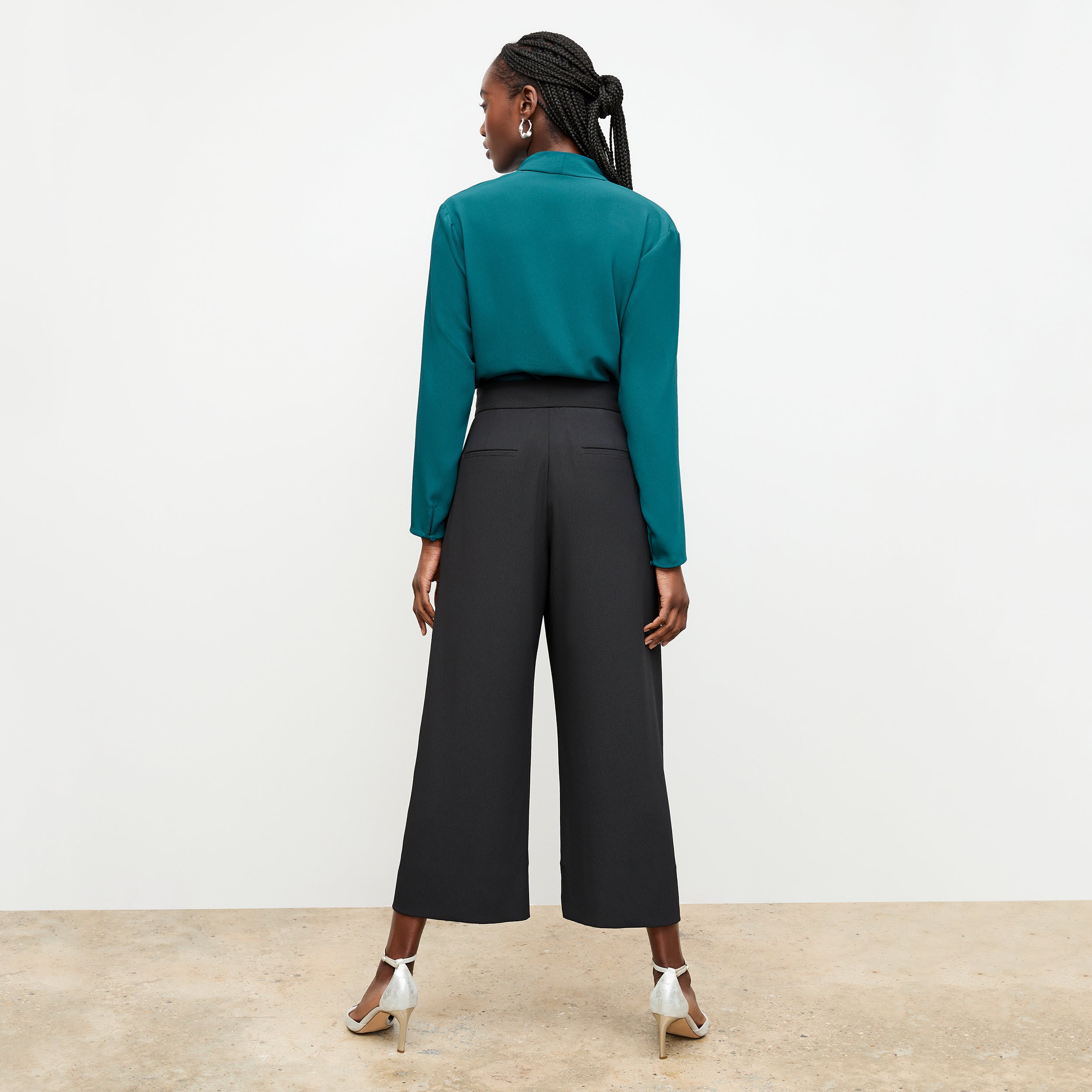 Eco-Friendly Soft Wave Culottes for Women - Comfortable & Stylish Black High Waist Palazzo Pants - Perfect for Casual Wear, Office & Travel