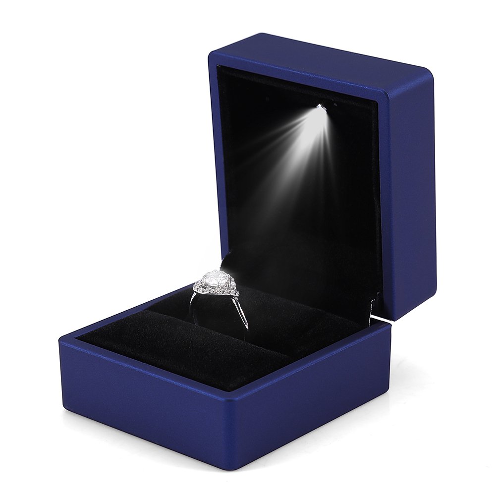 Premium LED Jewelry Gift Box for Engagement Rings, Wedding, Birthday & Anniversary - Elegant Jewelry Case for Rings, Pendants, Earrings, Pins & Brooches (Blue) - Perfect for Proposals, Gift Giving & Jewelry Storage