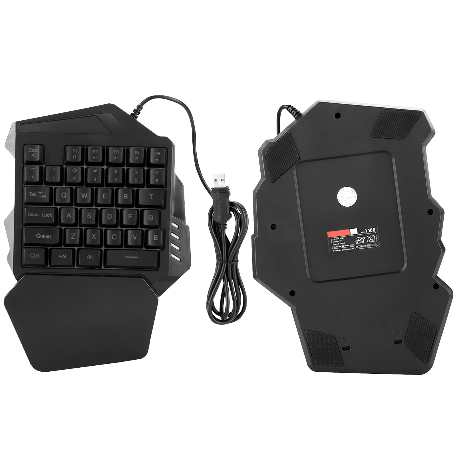 One-Handed Membrane Gaming Keyboard - 35 Keys Mini Keyboard with 5 Multimedia & FN Keys for Left-Handed Gamers | Perfect for FPS, MMO & Office Work