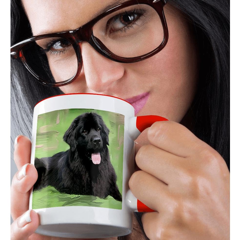3D Rose Newfoundland Ceramic Coffee Mug - 11 oz Insulated Travel Cup, Red & White Design - Perfect for Hot/Cold Drinks, Office, Camping & Gifts