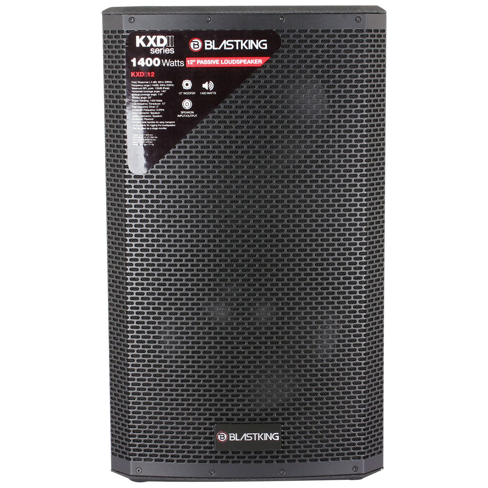 Blastking KXDII12 12 Inch 1400W High Power Passive PA Loudspeaker - Perfect for Live Music, DJ Gigs, and Outdoor Events