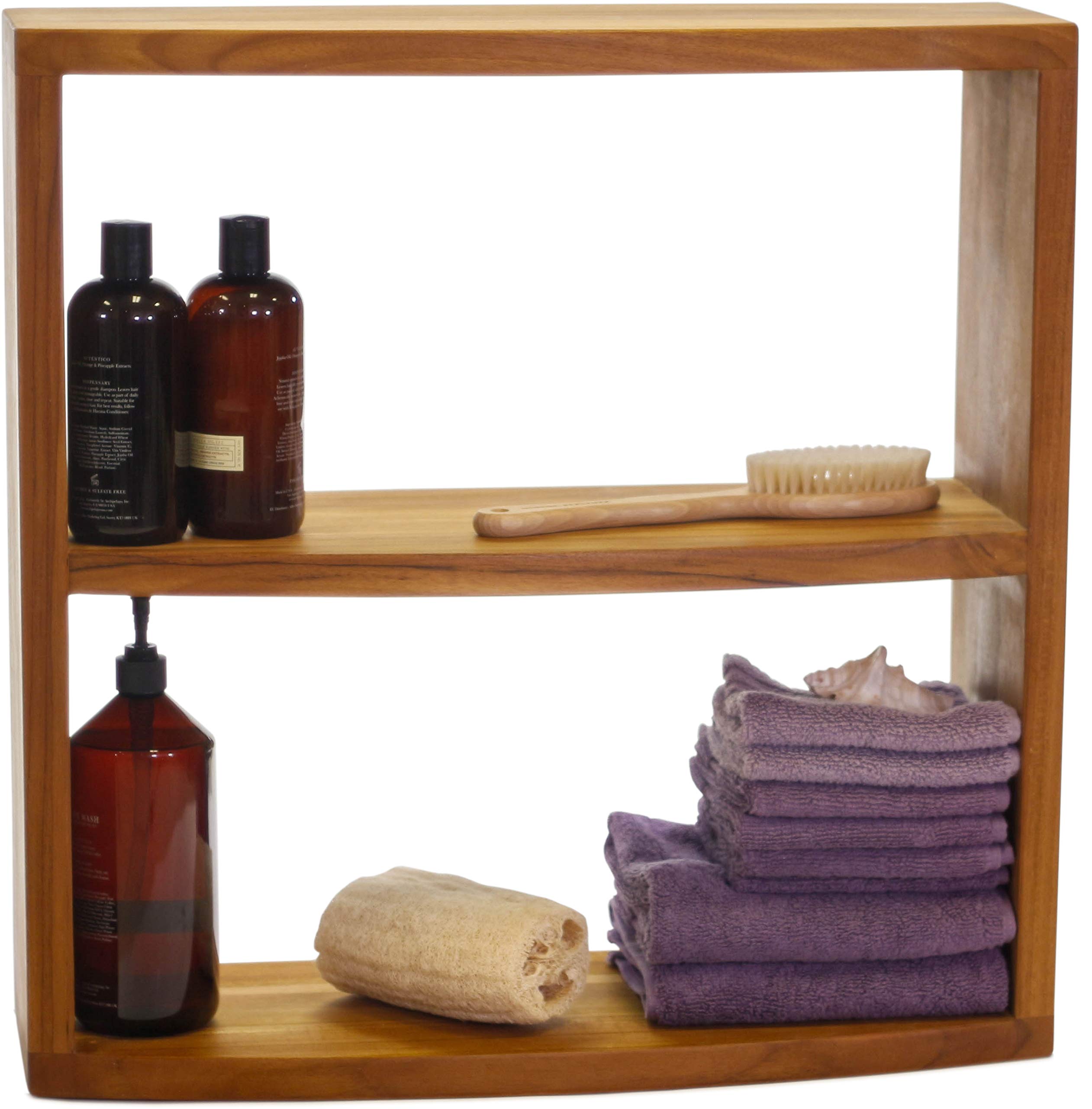 AquaTeak Manada Backless Teak Storage Cabinet - Waterproof Outdoor Organizer for Patio, Poolside & Bathroom - Perfect for Towels, Toys & Garden Supplies