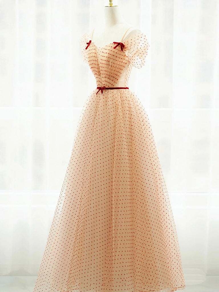 Elegant A-Line Champagne Tulle Long Prom Dress for Formal Events - Perfect for Homecoming, Wedding Guest & Evening Gala