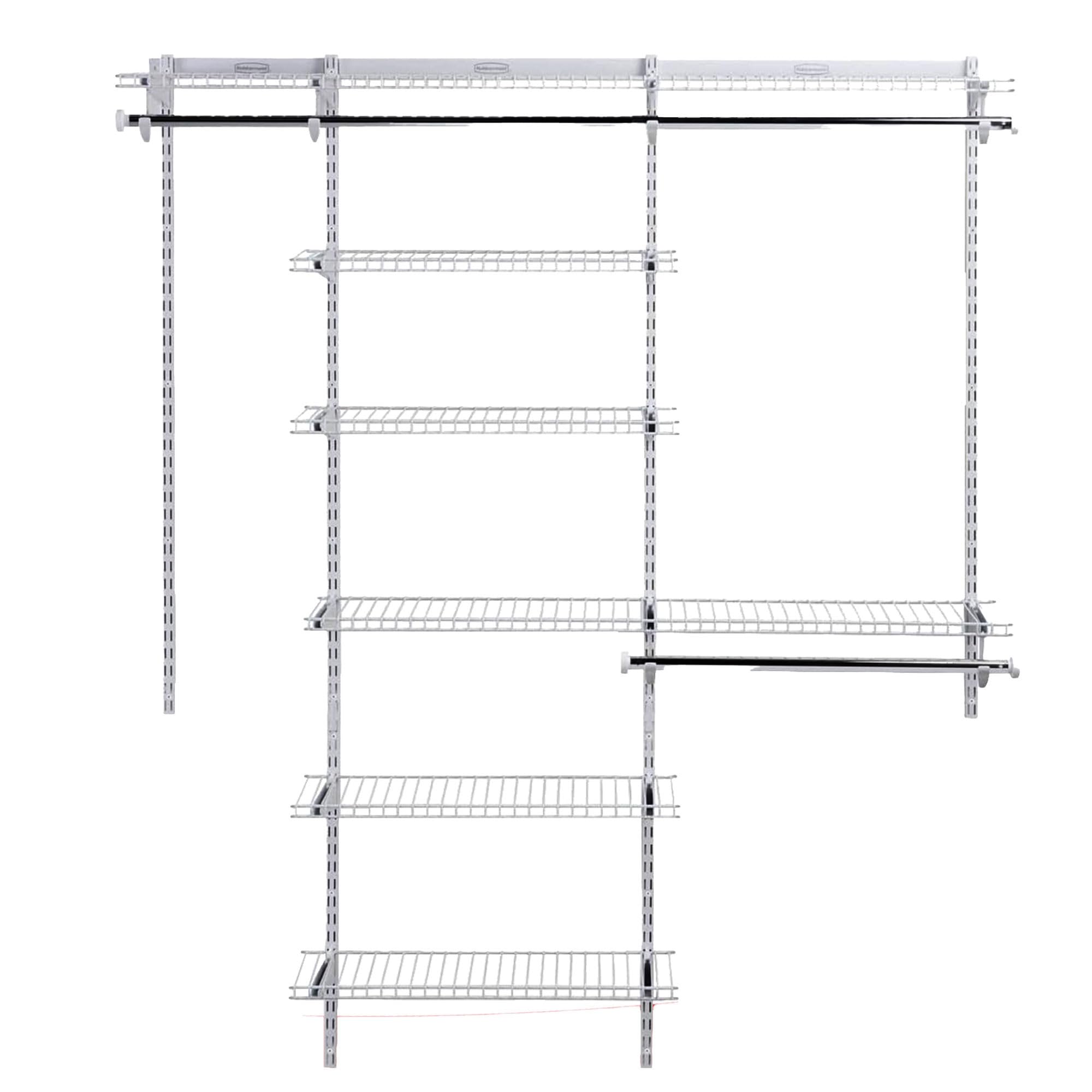Rubbermaid Configurations Deluxe Custom Closet Kit - 3-6 Ft Adjustable Metal Wire Shelving System in White | Expandable Storage Organizer with Hardware Included | Perfect for Home Closet, Pantry, Laundry Room & Mudroom Organization