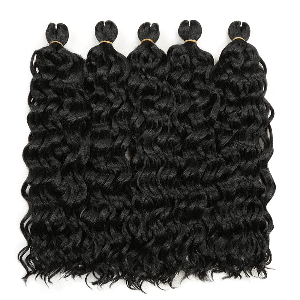 18 Inch Ocean Wave Crochet Hair - Hawaii Curl Goddess Locs Boho Braid Hair Extensions for Black Women (1B, 18 Inch) | Perfect for Protective Styles, Summer Vacations & Boho Chic Looks