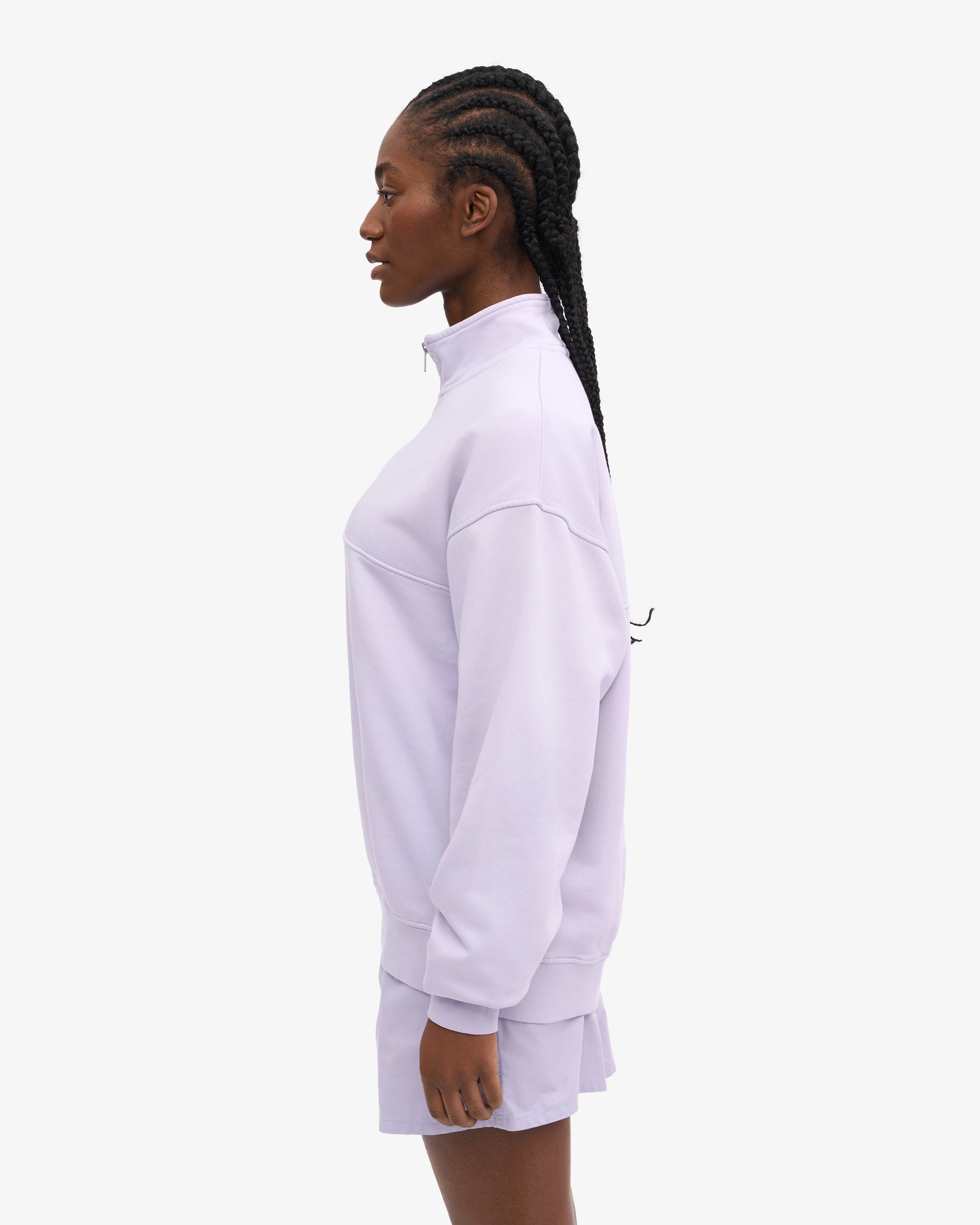 Organic Quarter Zip Sweatshirt for Women - Soft Lavender Pullover Fleece Top | Cozy Casual Wear for Fall & Winter, Outdoor Activities, and Lounge Comfort
