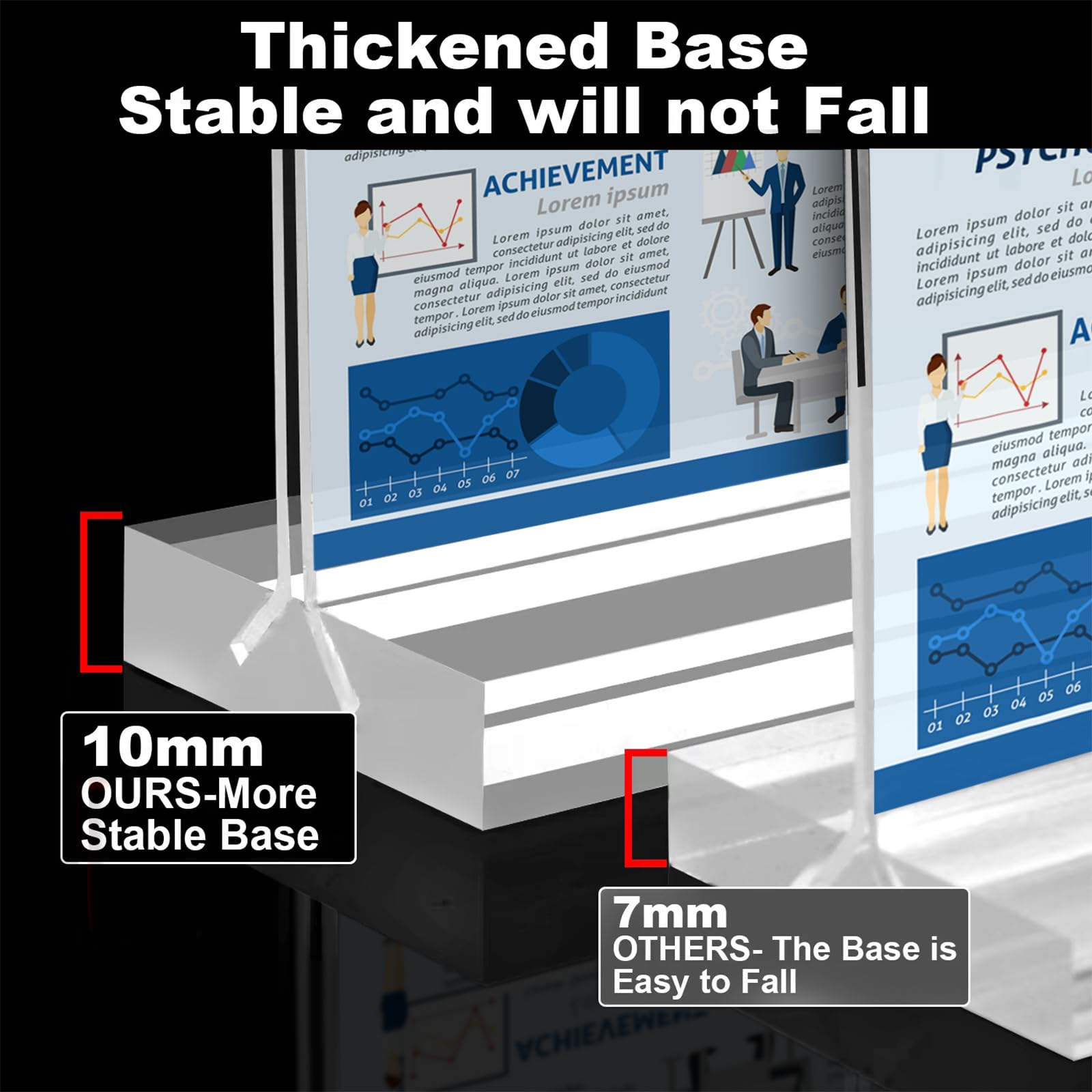 2 Pack 8.5 x 11 Vertical Double Sided Acrylic Sign Holders - Clear Plastic Flyer Stand for Pictures, Menus, Posters - Perfect for Office, Restaurant, Retail Store, Home & Mall Displays