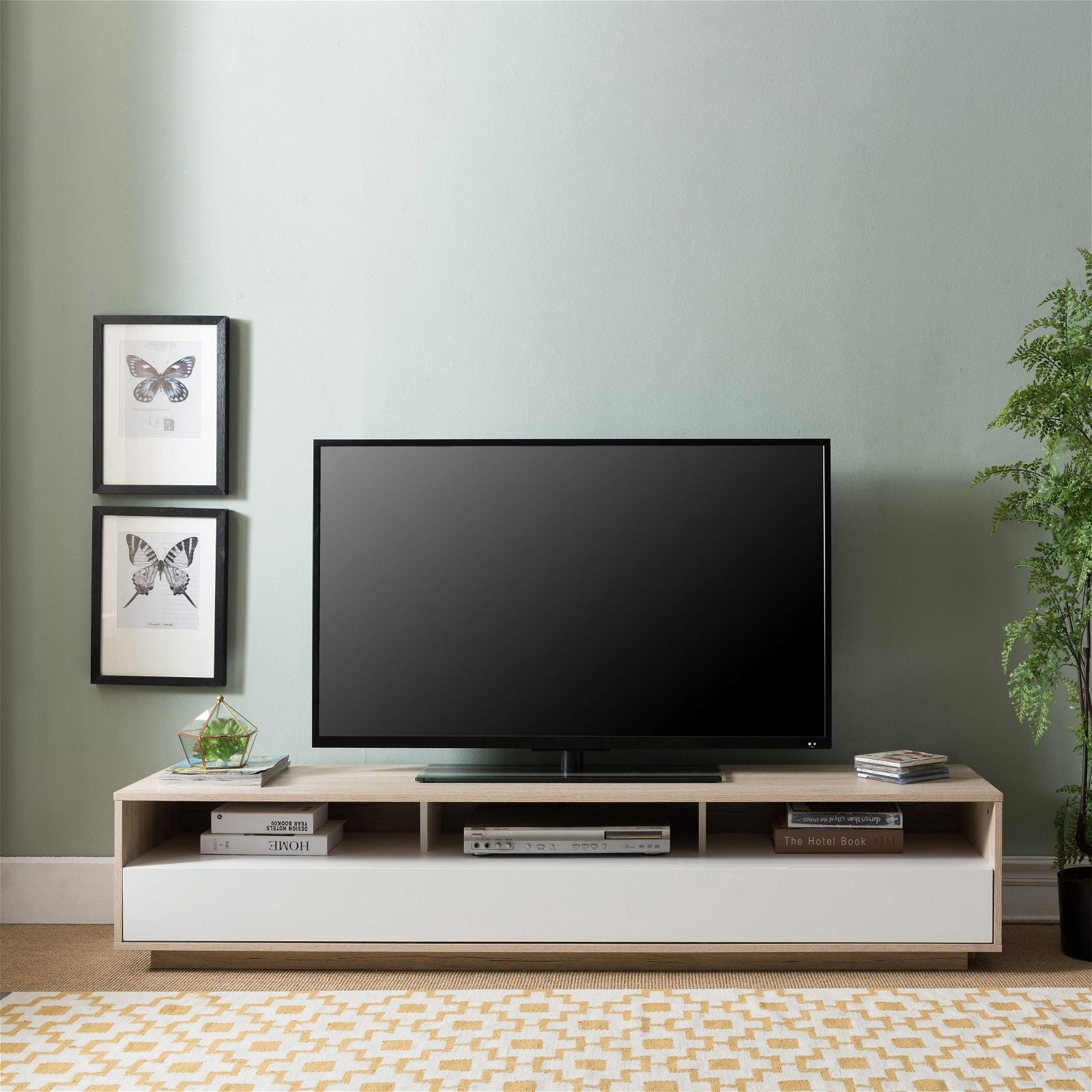 Tauris™ SUAVE1800 Solid Oak Entertainment Center - Modern TV Stand for Living Room, Home Theater & Media Storage