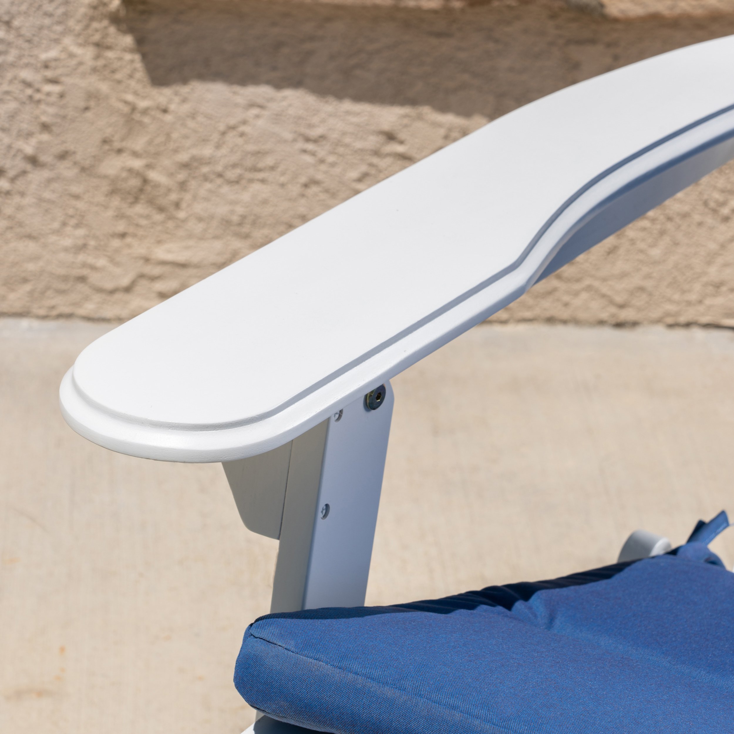Premium Acacia Wood Folding Adirondack Chairs with Cushions (Set of 4) - Weather-Resistant Outdoor Furniture for Patio, Garden, Poolside & Backyard Relaxation - White & Navy Blue