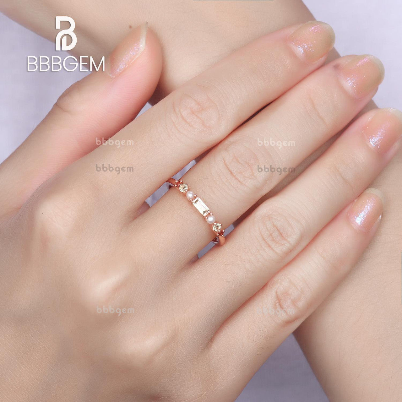 Baguette Cut Multi-Color Peridot Pearl Garnet Gemstone Ring - Elegant Mother's Day Gift for Women, Perfect for Anniversaries, Birthdays & Special Occasions