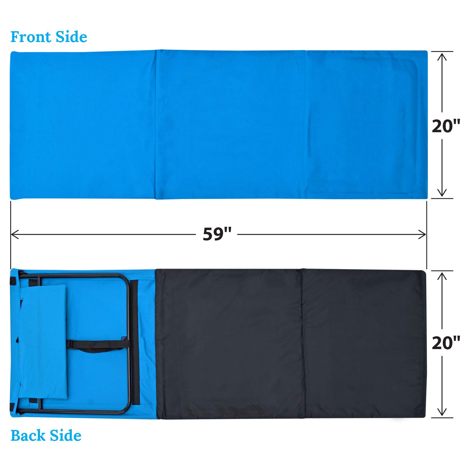 **BenefitUSA Outdoor Portable Lounge Chair - Light Blue Reclining Beach Chair with Ground Mat for Pool, Camping, Picnics & Backyard Relaxation**