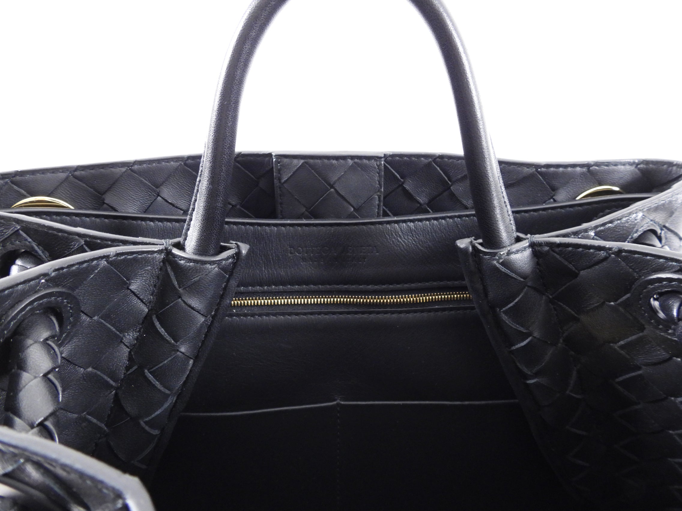 Bottega Veneta Andiamo Black Intrecciato Leather Two-Way Tote Bag for Women | Luxury Designer Handbag for Work, Travel & Everyday Use