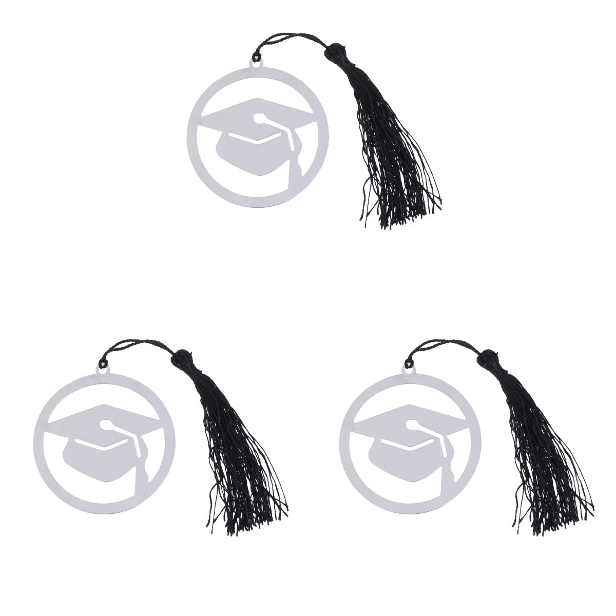 30 Pcs Silver Stainless Steel Doctoral Shaped Bookmarks with Black Tassel - Graduation Gifts for Students, PhD Graduates - Perfect for Graduation Party Decor, School Supplies & Academic Achievements