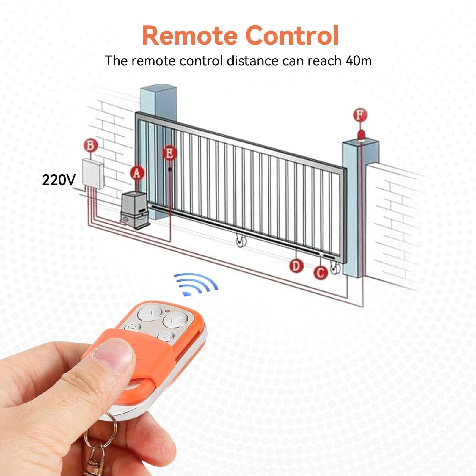 **Automatic Gate Opener Remote Control - HCS301 Key Fob for Electric Sliding & Rolling Driveway Gates, Chicken Coop Doors - 2 Pack (Orange) - Easy Installation & Secure Access for Homes, Farms & Commercial Properties**