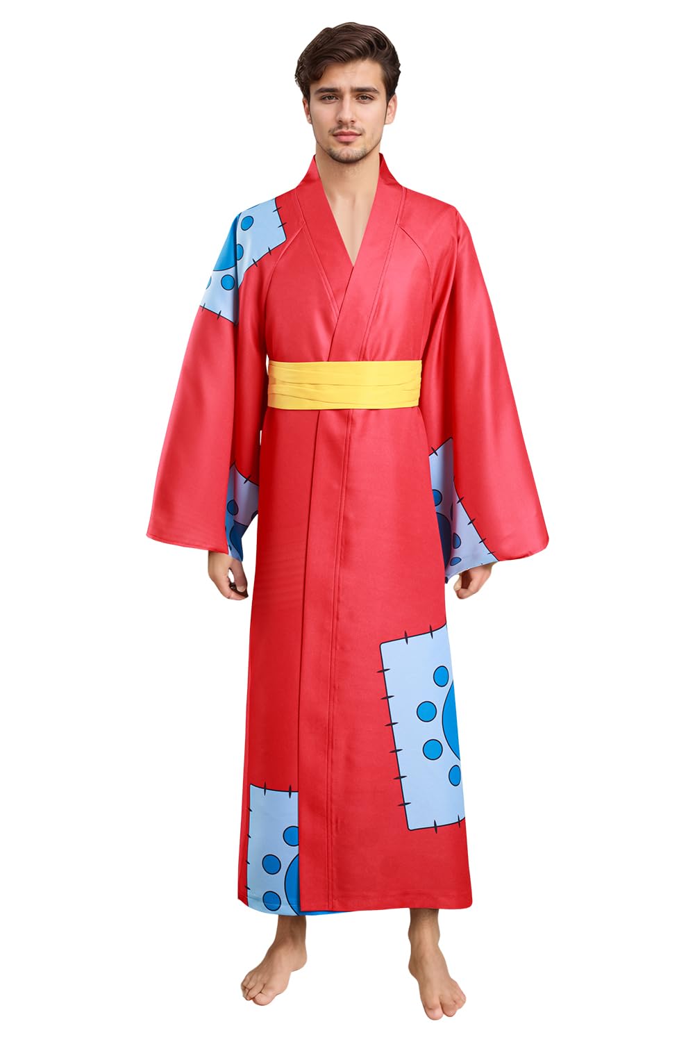 **Anime Kimono Cosplay Costume for Adults - Printed Cloak Robe with Belt - Halloween & Convention Outfit for Men & Anime Fans**    *(Perfect for Halloween Parties, Anime Conventions, Cosplay Events & Themed Gatherings!)*