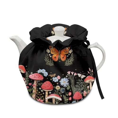 Red Mushroom Butterfly Floral