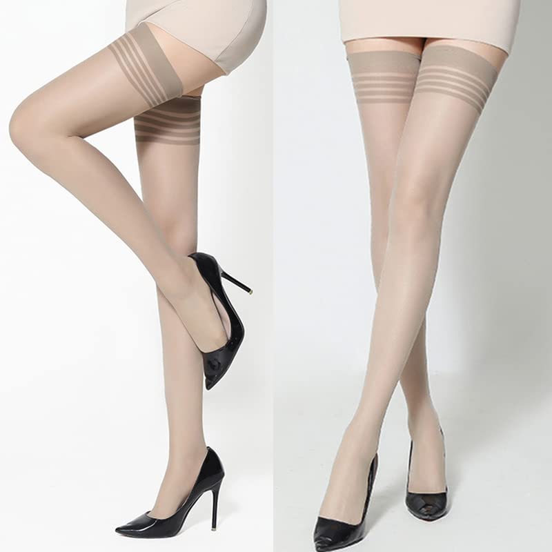 Sexy Sheer Lace Top Thigh High Socks for Women - Over The Knee Long Stockings (Gray, One Size) | Perfect for Cosplay, Party Outfits & Winter Layering
