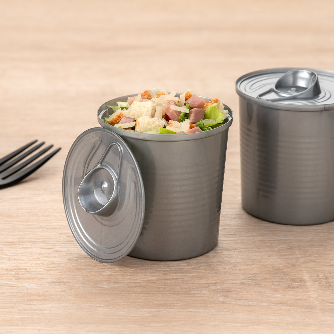 4 oz Round Silver Plastic Storage Containers with Lids - 2.5