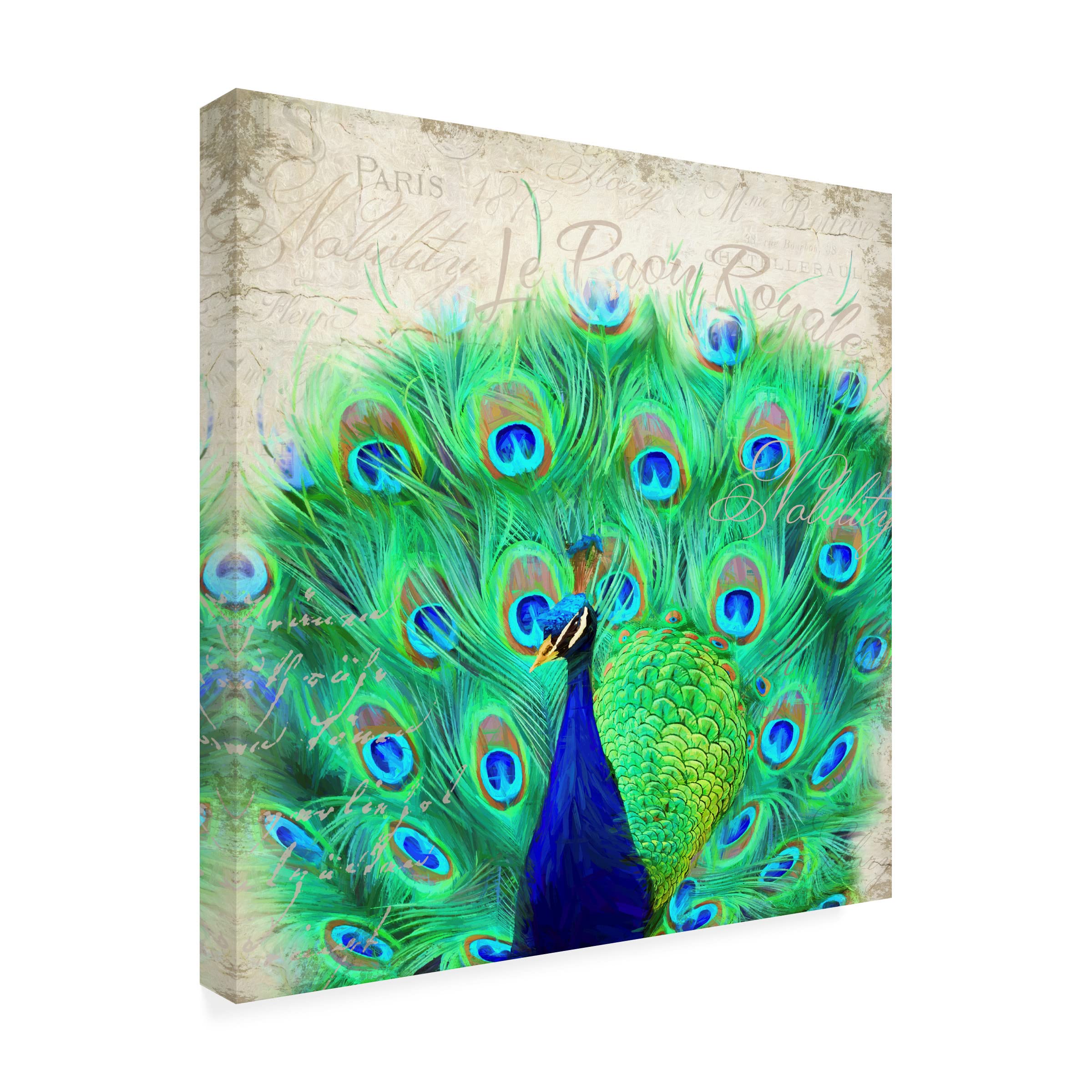 Trademark Fine Art 'Royal Peacock' Canvas Wall Art by Cora Niele - Elegant Home Decor for Living Room, Bedroom & Office