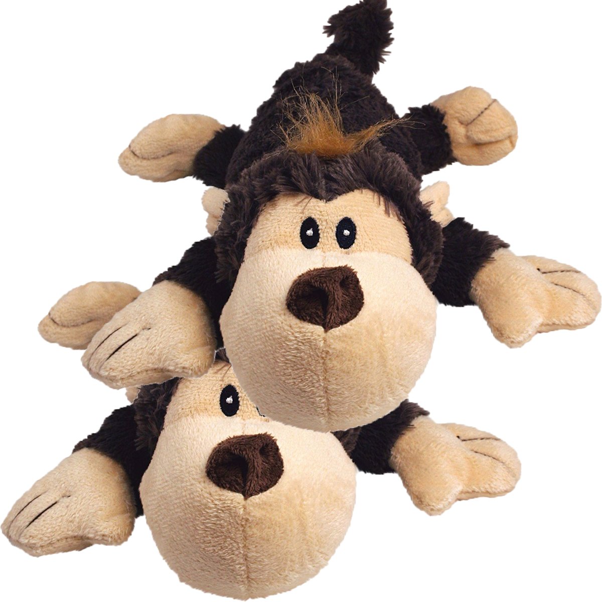 KONG Spunky Monkey Cozie Dog Toy for Small Dogs - 2 Pack, Durable Chew Toy for Puppies & Small Breeds - Perfect for Playtime, Training & Teething Relief