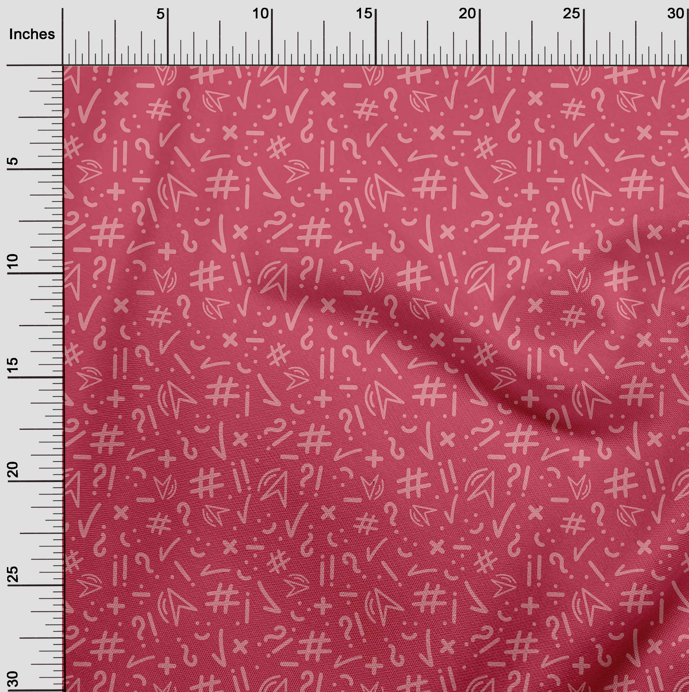 oneOone Cotton Cambric Pink Fabric with Numerical Symbols - 42 Inch Wide Dress Material Print Fabric by The Yard | Perfect for DIY Dresses, Quilting & Home Decor Projects