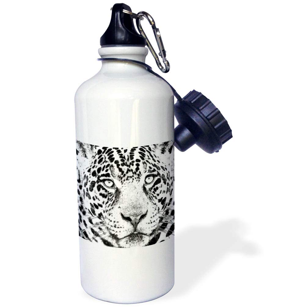 3D Rose Leopard Print Sports Water Bottle - 21oz Insulated Stainless Steel Bottle for Gym, Hiking & Outdoor Activities - Multicolored Digital Art Design