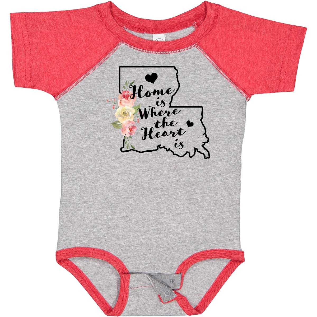 Inktastic Louisiana Home is Where The Heart is Watercolor Baby Bodysuit - Soft Cotton Infant Onesie for Newborns, Baby Shower Gifts, Family Photos & Casual Outings