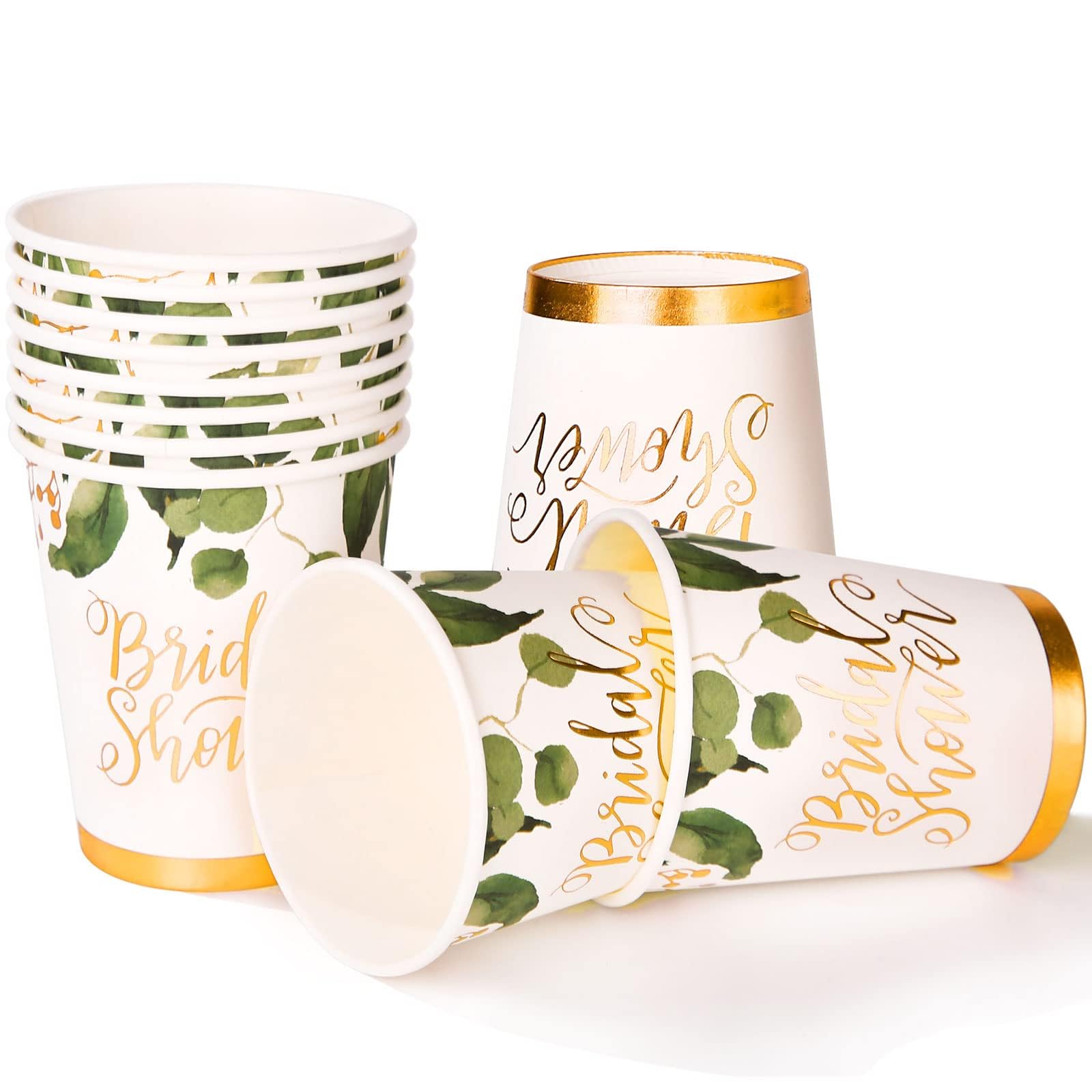 Eco-Friendly 168-Piece Bridal Shower Paper Plates & Napkins Set - Green Wedding Party Decorations for Engagement, Bachelorette & Bridal Showers - Serves 24 Guests - Perfect for Wedding Rehearsal Dinners & Bridal Tea Parties