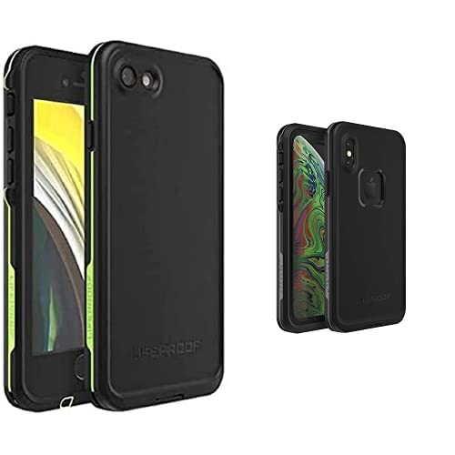 Lifeproof FRĒ Series Waterproof Case for iPhone Xs - Shockproof & Dustproof Protection (Black/Lime & Asphalt Black/Dark Grey) - Perfect for Outdoor Adventures, Swimming & Extreme Sports