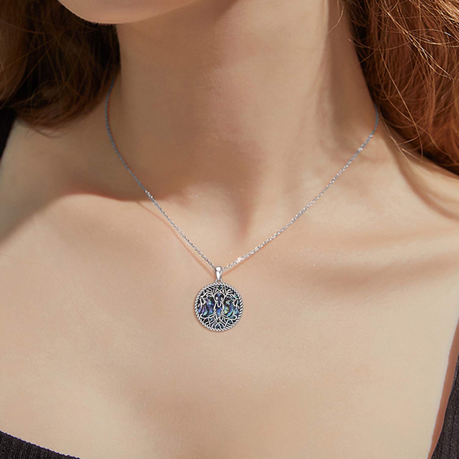 YFN Sterling Silver Tree of Life Sister Jewelry Set - Abalone Pendant Necklace & Matching Bracelet | Thoughtful Christmas Gift for Sisters | Perfect for Birthdays, Anniversaries & Sister Appreciation