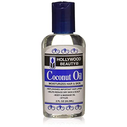 Hollywood Beauty Organic Coconut Oil 2oz - Pure, Natural Hair & Skin Moisturizer for Dry Hair, Scalp Care & Body Hydration - Perfect for DIY Beauty Treatments & Massage